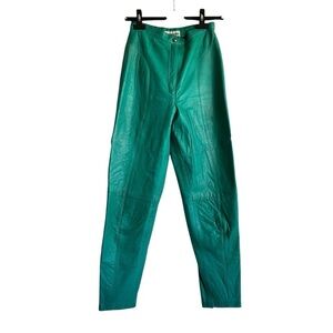VINTAGE bagatelle Leather High Waisted Pants Y2K Green 25